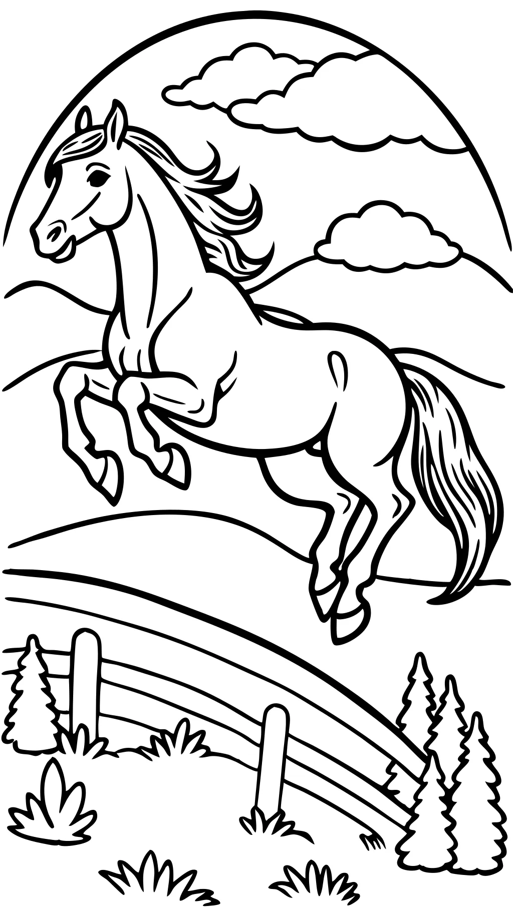 jumping horse coloring pages